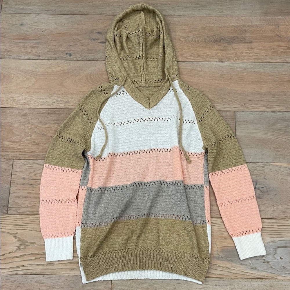 Striped Knit Hoodie Sweater